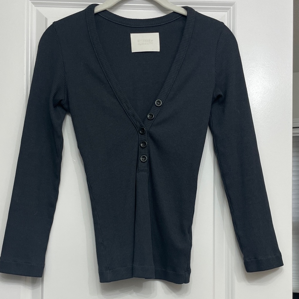 NWOT Citizens of Humanity Ribbed Button-Front Long Sleeve Shirt